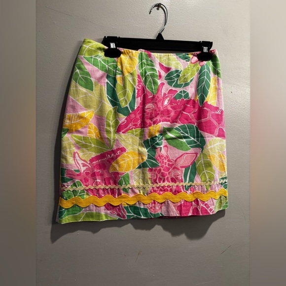 Lilly Pulitzer Pink and Green Leaf Mini Skirt bright size 4 colorful short - Picture 7 of 9